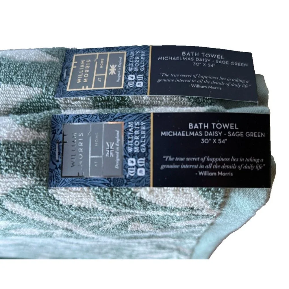 William Morris Michaelmas Daisy Sage Green 6 Piece Towel Set Bath Hand Fingertip
